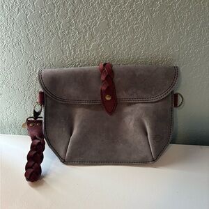 Gray Leather Wristlet Bag